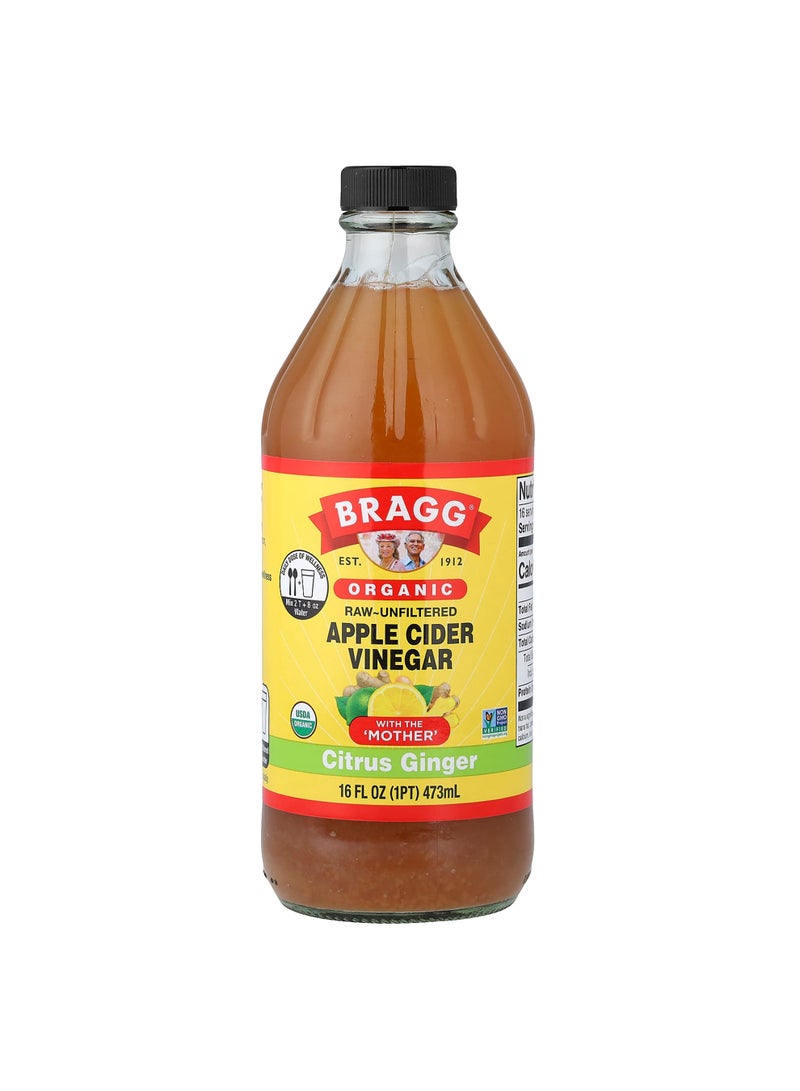 Organic Apple Cider Vinegar with The 'Mother', Citrus Ginger, 16 fl oz (473 ml)